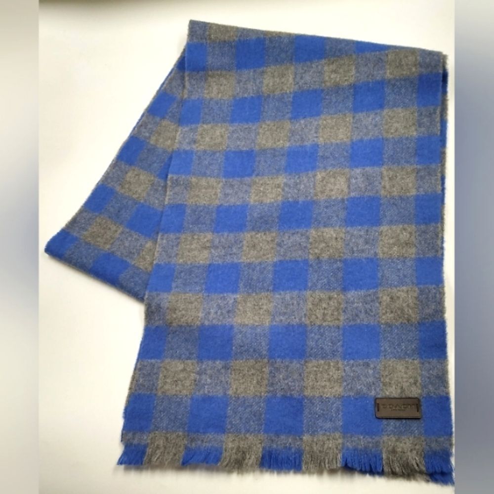 Coach Wool Long Winter Fringe Scarf Checker Unisex Men's - Picture 11 of 11